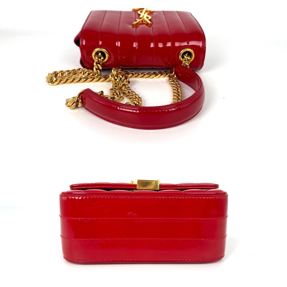 SOLD on fashionreloved.com SAINT LAURENT Matelasse Small Vicky Red Chain Bag - Picture 6 of 13